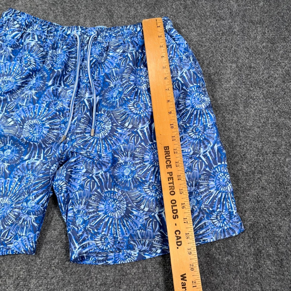 Peter Millar Swim Trunks Mens Large Blue Shell Print Mesh Lined Board Shorts AOP - Picture 6 of 8